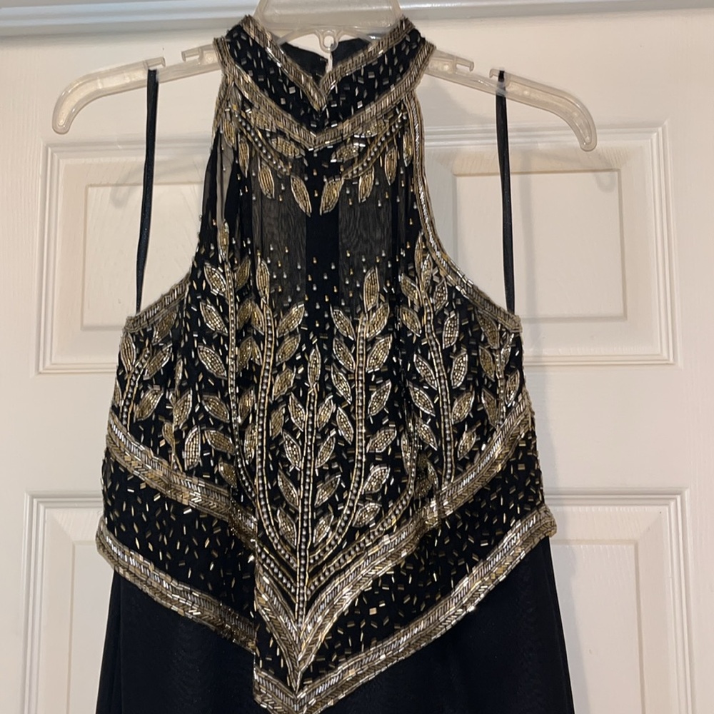 Vintage Black and Gold Beaded Long Formal Dress by Scala - Picture 3 of 13